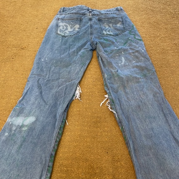 Upcycled SHEIN hand painted distressed jeans size xs - Picture 8 of 12